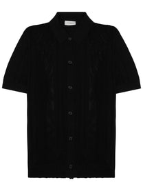 Paolo Pecora Milano Men's Camicia in Maglia DI Seta Cotone Black