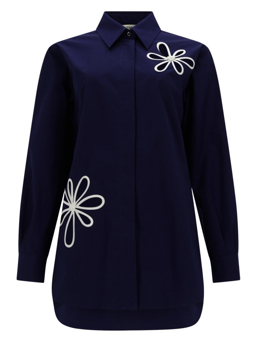 Fendi Women's Camicia in Popeline DI Cotone Black