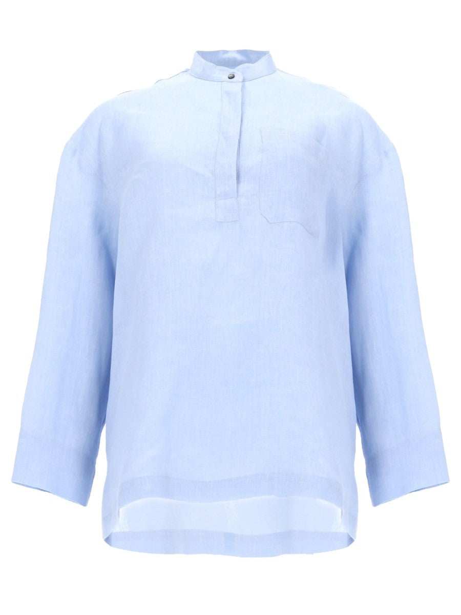 S MAX MARA Women's Camicia in Puro Lino Blue
