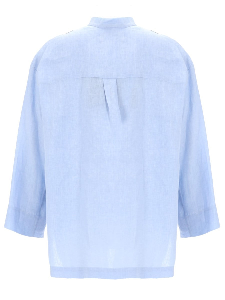S MAX MARA Women's Camicia in Puro Lino Blue