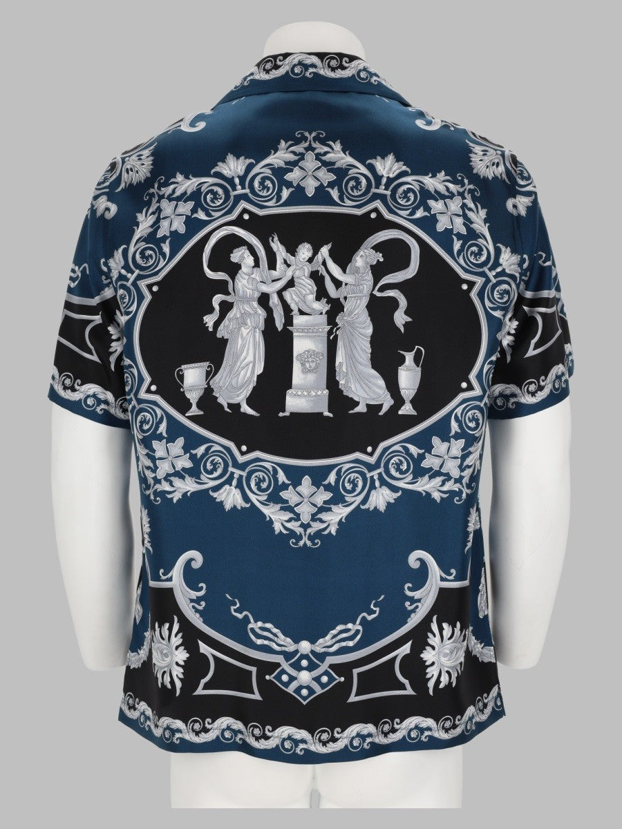Versace Men's Camicia in Seta Stampa Baroque Multicolor