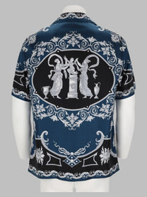 Versace Men's Camicia in Seta Stampa Baroque Multicolor