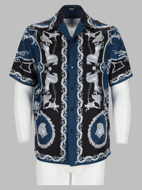 Versace Men's Camicia in Seta Stampa Baroque Multicolor