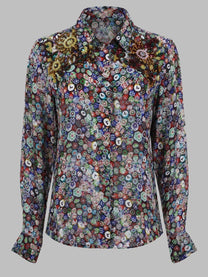 Dries Van Noten Women's Camicia in Viscosa Ricamata Multicolor