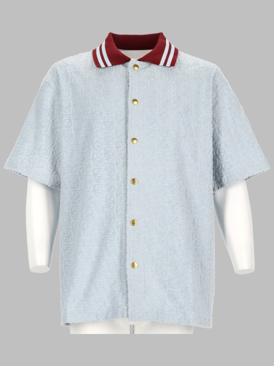 Drôle de Monsieur Men's Camicia Monogram in Cotone Blue