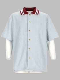 Drôle de Monsieur Men's Camicia Monogram in Cotone Blue