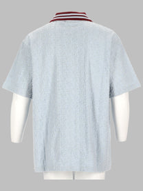Drôle de Monsieur Men's Camicia Monogram in Cotone Blue