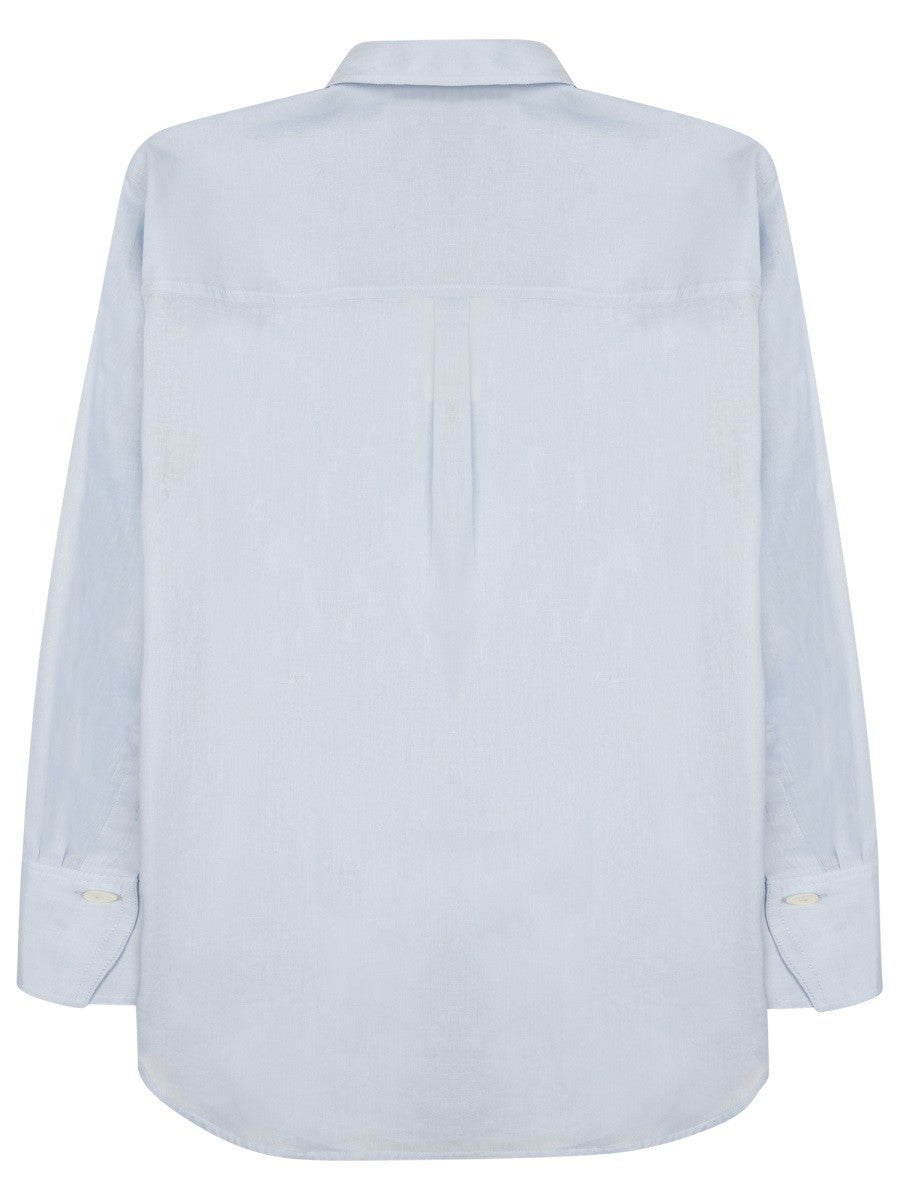 Toteme Women's Camicia Oversize in Cotone Lino Blue