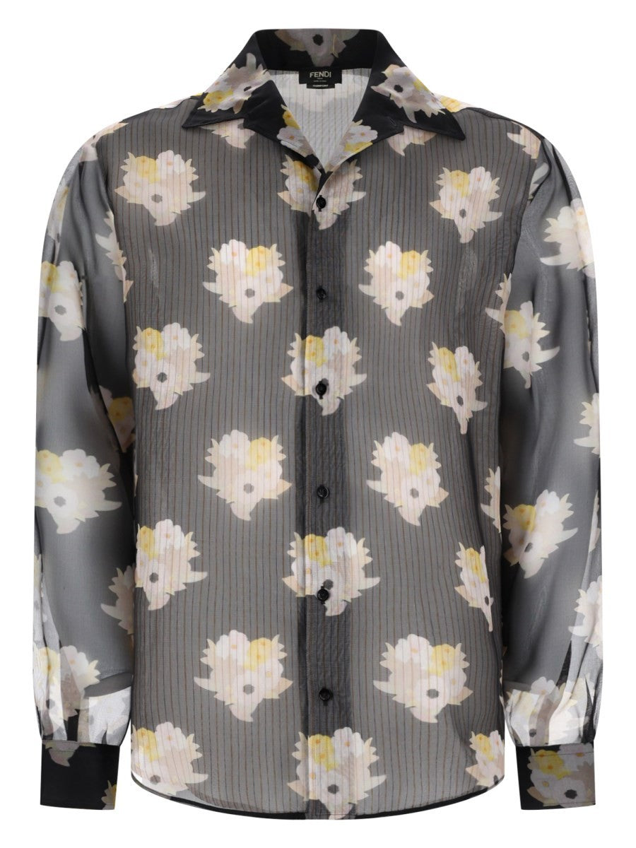 Fendi Men's Camicia Oversize in Seta Cotone Black