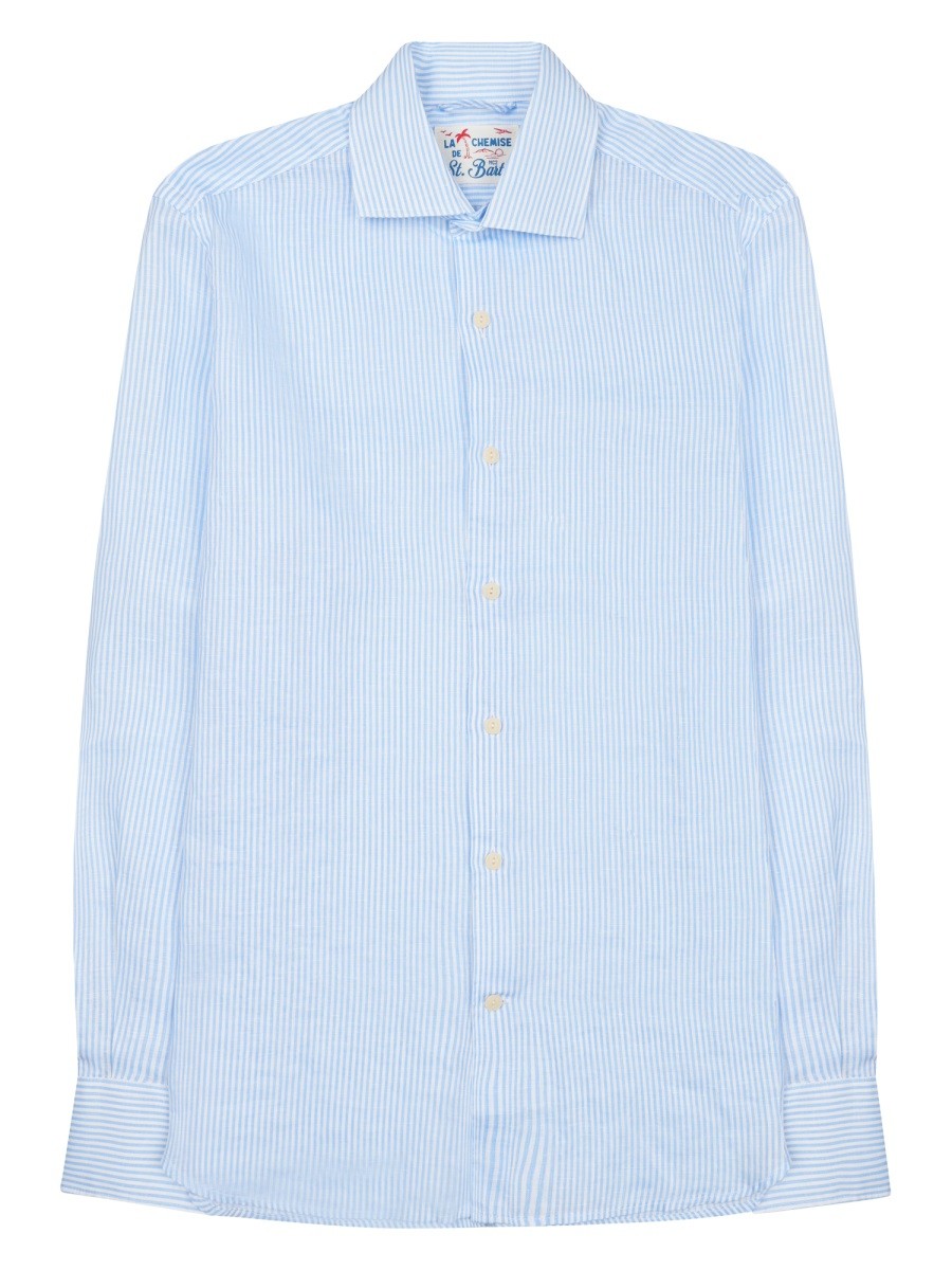 Mc2 Saint Barth Men's Camicia Pamplona in Lino Blue