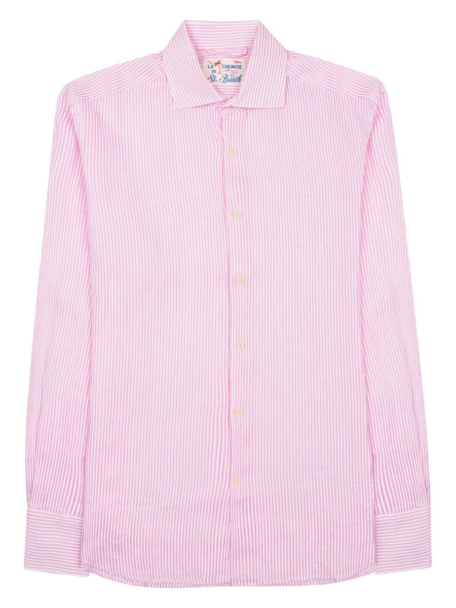 Mc2 Saint Barth Men's Camicia Pamplona in Lino Blue