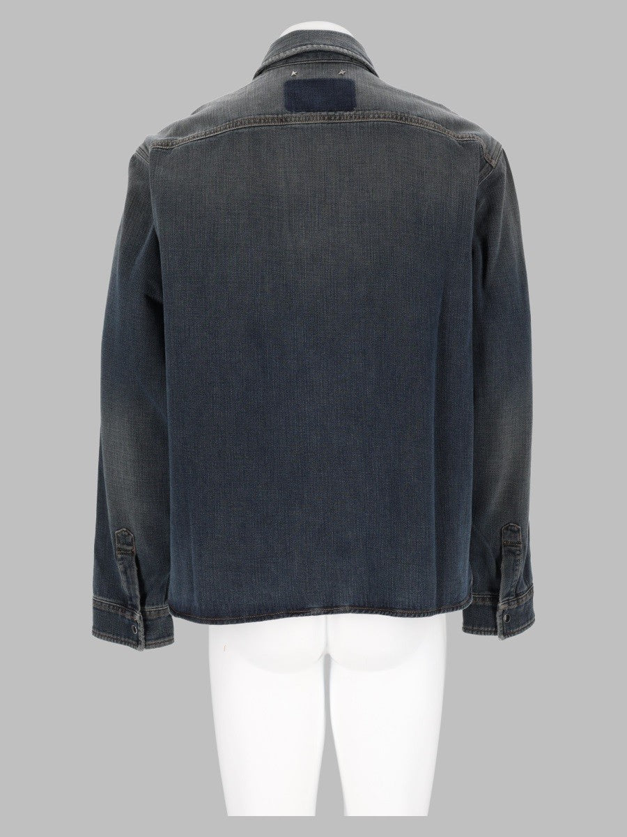 Golden Goose Men's Camicia Slim Fit in Denim Di Cotone Blue
