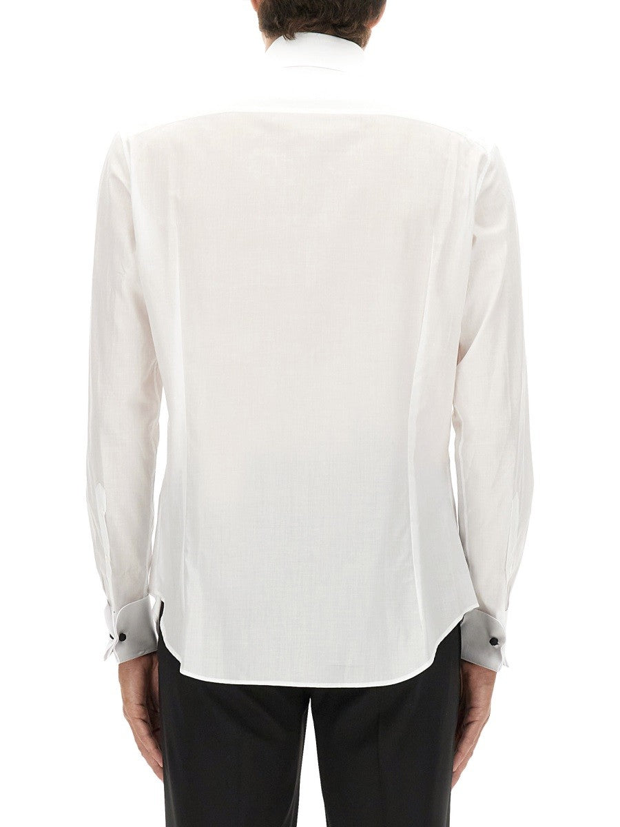 Giorgio Armani Men's Camicia Smoking in Cotone White
