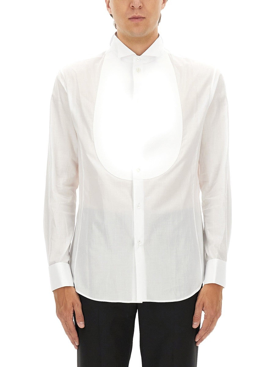 Giorgio Armani Men's Camicia Smoking in Cotone White