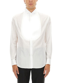 Giorgio Armani Men's Camicia Smoking in Cotone White