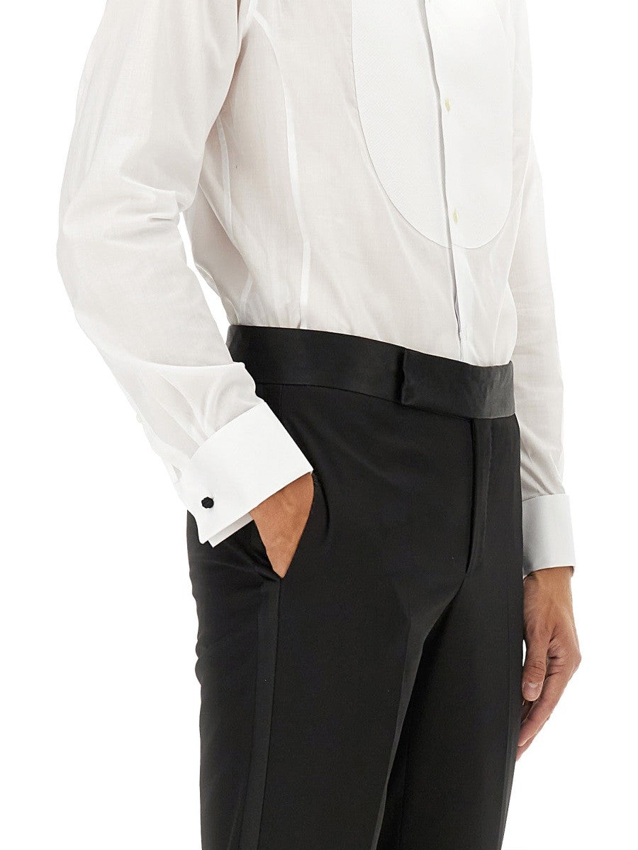 Giorgio Armani Men's Camicia Smoking in Cotone White