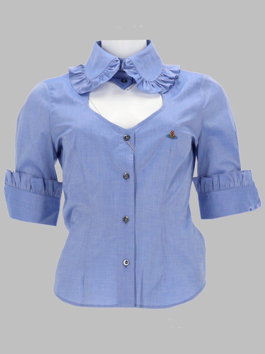 Vivienne Westwood Women's Camicia Toulouse Frill Blue