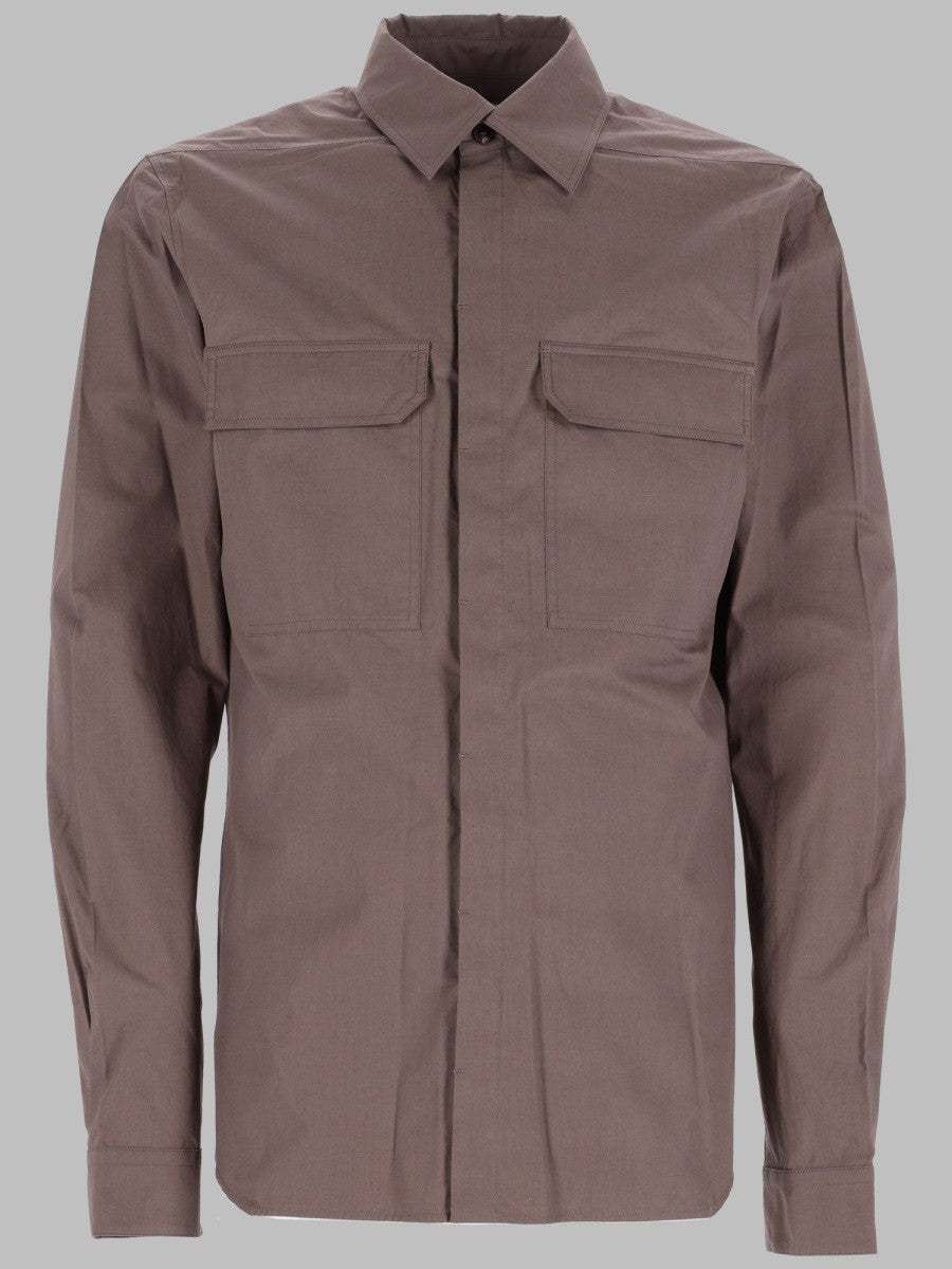 Rick Owens Men's Camicia Work in Popeline Brown
