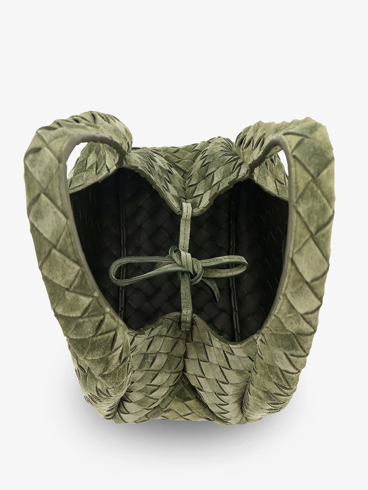 Bottega Veneta Women's Campana Intrecciato Suede Shoulder Bag Green