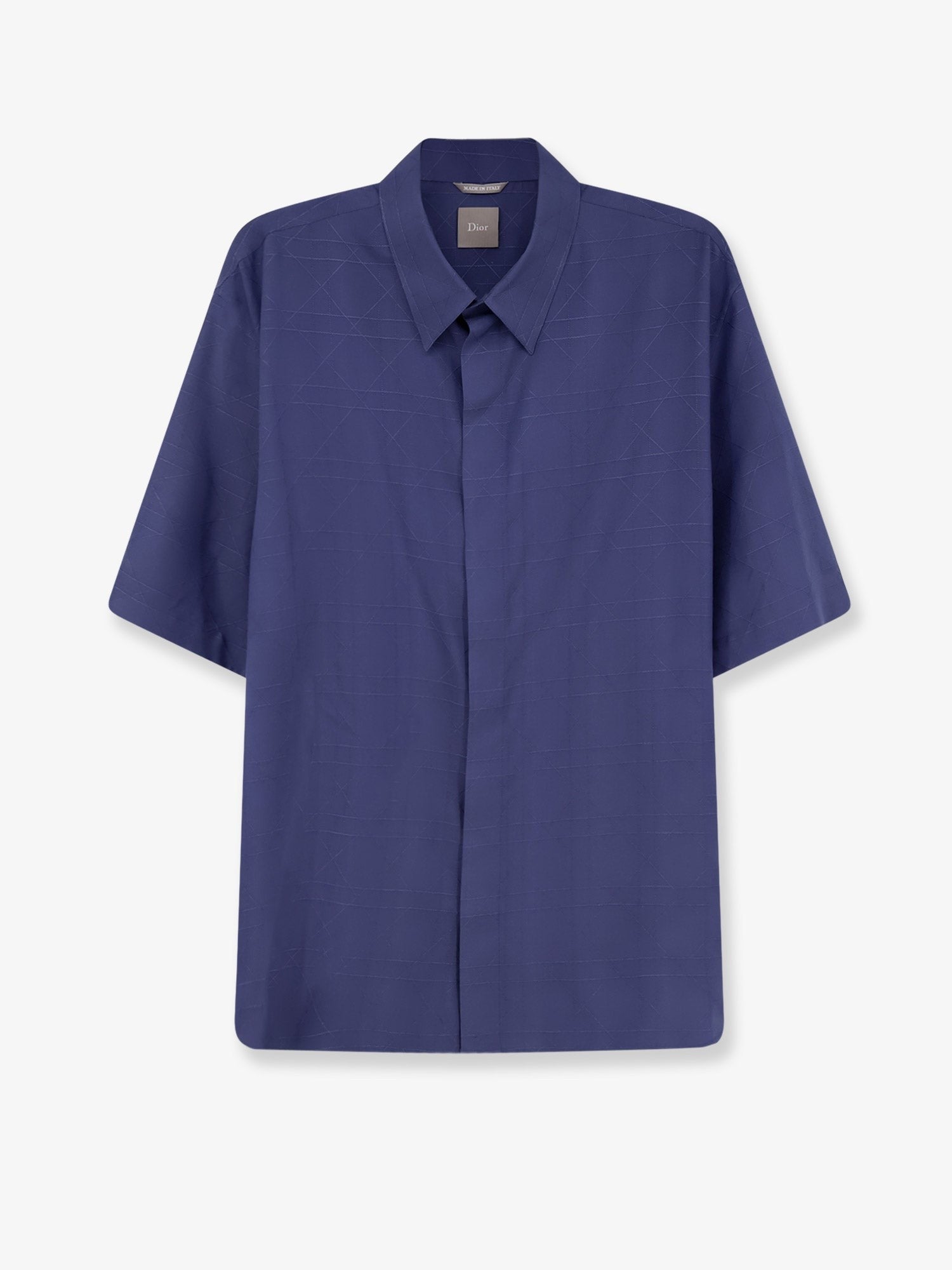 Dior Men's Cannage Silk and Lyocell Shirt Blue