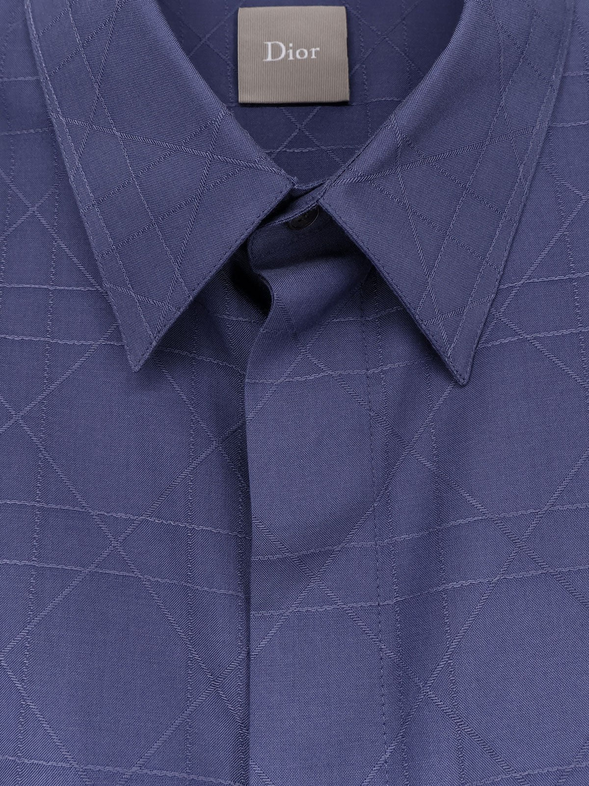 Dior Men's Cannage Silk and Lyocell Shirt Blue