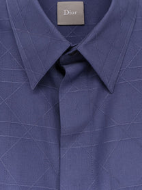 Dior Men's Cannage Silk and Lyocell Shirt Blue