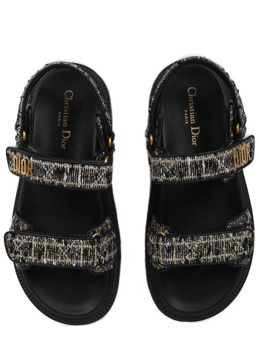 Dior Women's Cannage Tweed Sandal Multicolor