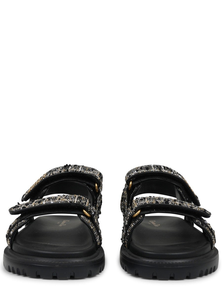 Dior Women's Cannage Tweed Sandal Multicolor