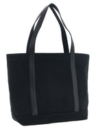 Maison Kitsuné Canvas and Large Leather Shopping Bag Black