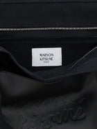 Maison Kitsuné Canvas and Large Leather Shopping Bag Black