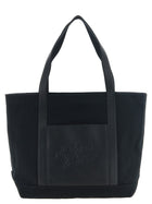 Maison Kitsuné Canvas and Large Leather Shopping Bag Black
