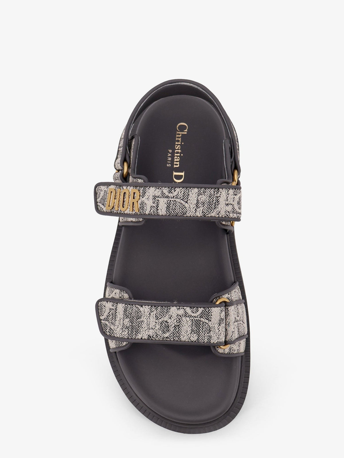 Dior Women's Canvas Dioract Flat Sandals Grey, view 5