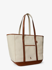 Polo Ralph Lauren Women's Canvas Shopping Bag White, view 3