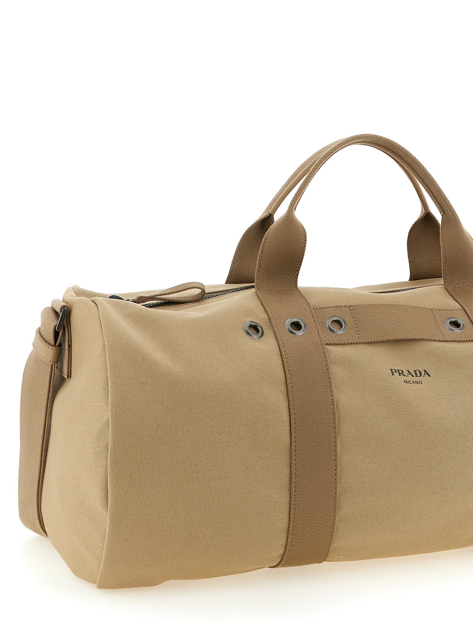 PRADA Canvas Travel Bag Beige