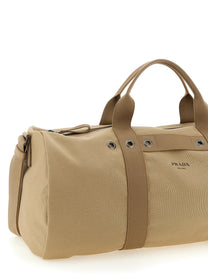 PRADA Canvas Travel Bag Beige
