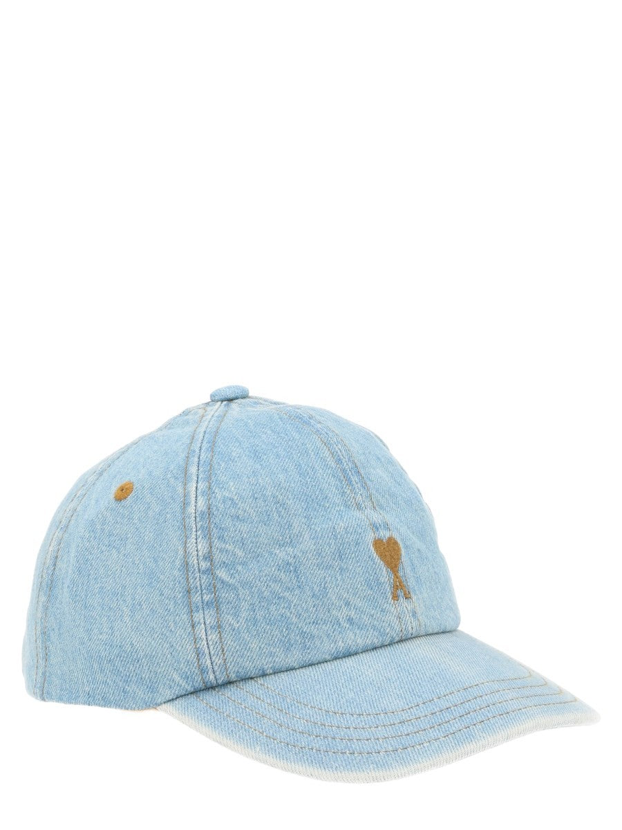 Ami Paris Unisex Cappello Da Baseball Con Ami De Cœur Blue