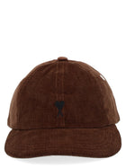 Ami Paris Unisex Baseball Cap with Ami De Coeur Brown