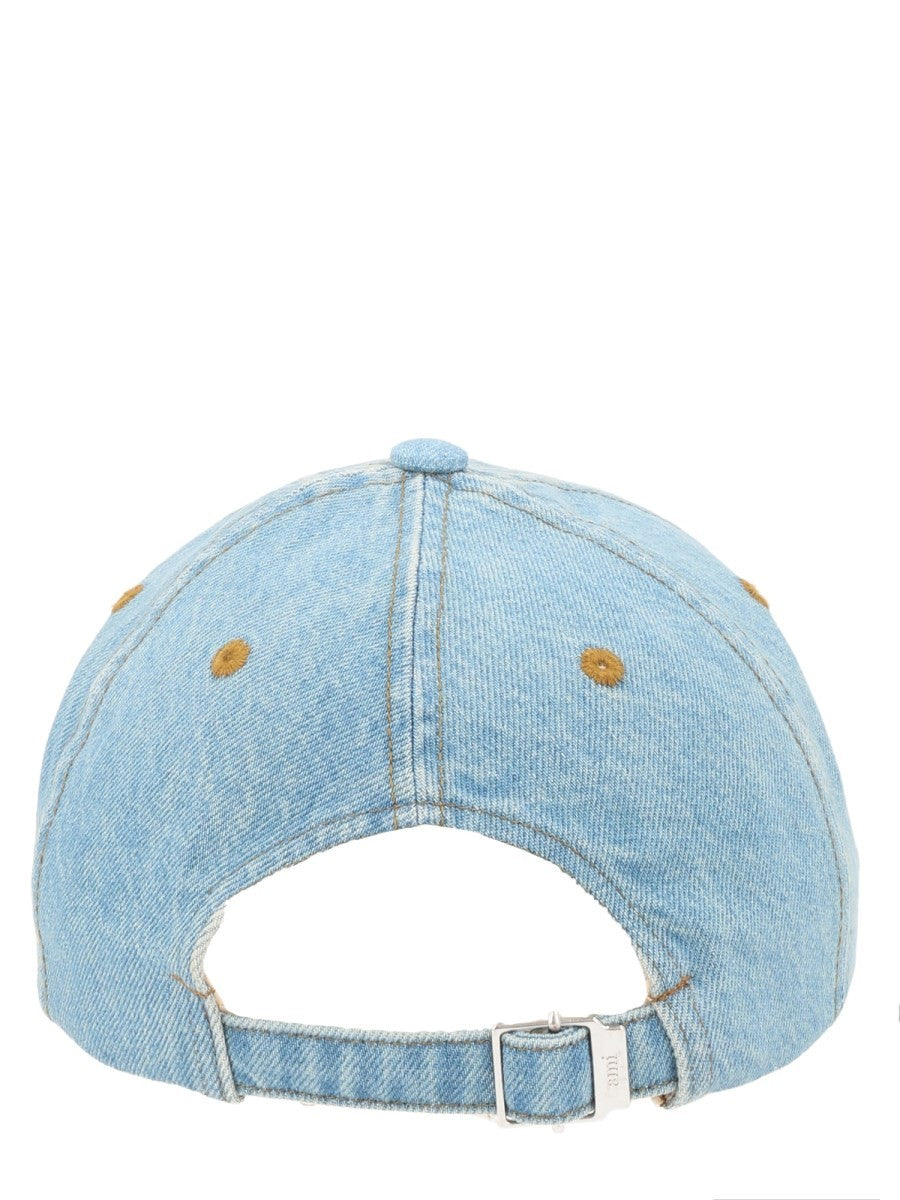 Ami Paris Unisex Cappello Da Baseball Con Ami De Cœur Blue