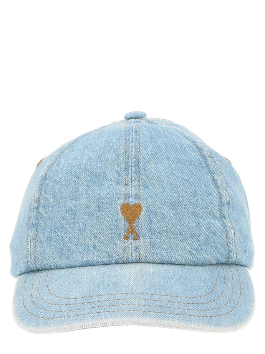 Ami Paris Unisex Cappello Da Baseball Con Ami De Cœur Blue