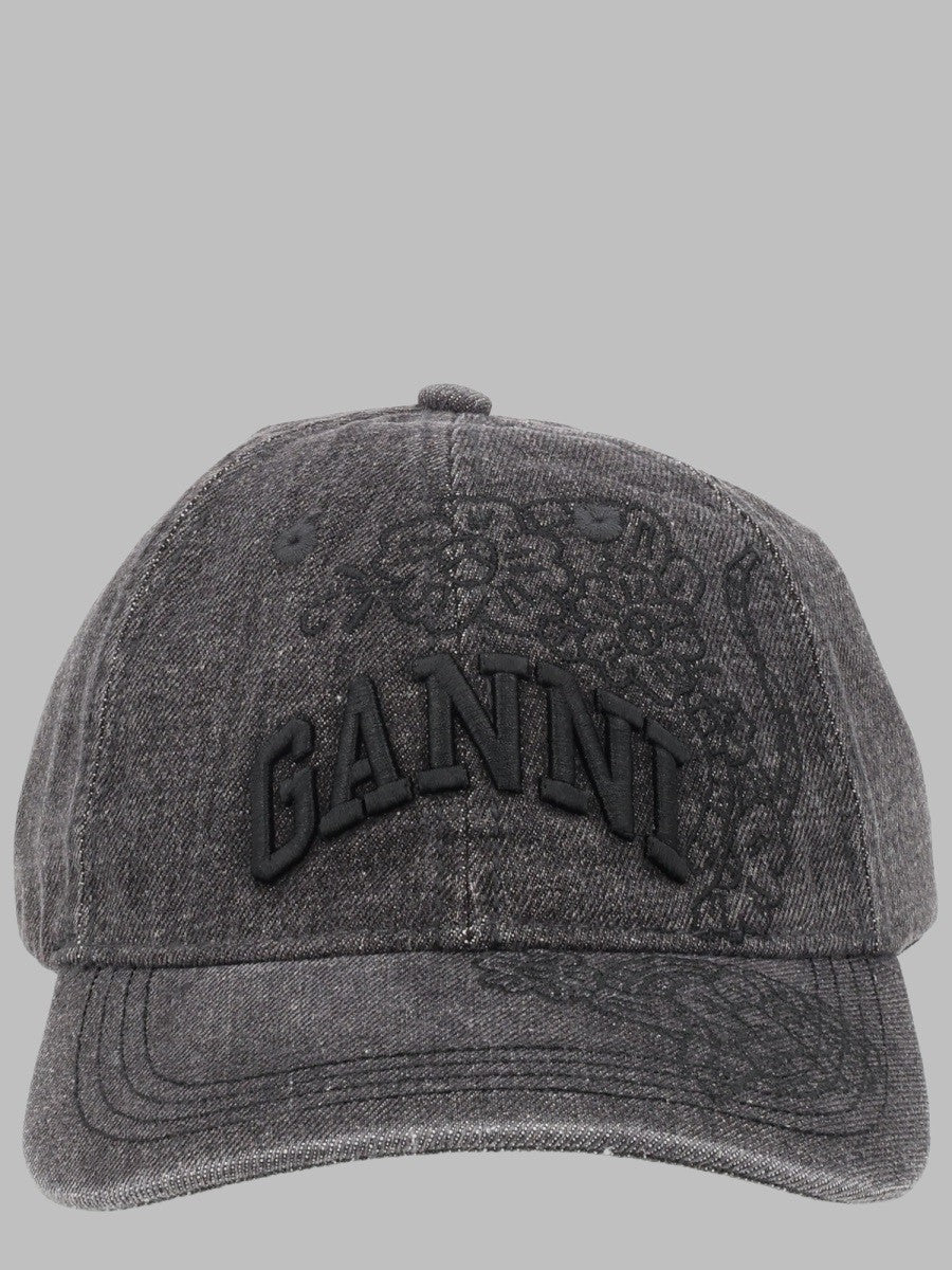 Ganni Women's Cappello Da Baseball Con Ricami Grey