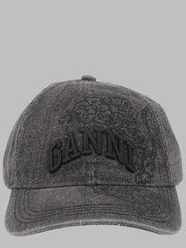 Ganni Women's Cappello Da Baseball Con Ricami Grey