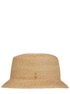 Saint Laurent Women's Straw Fedora Hat Beige
