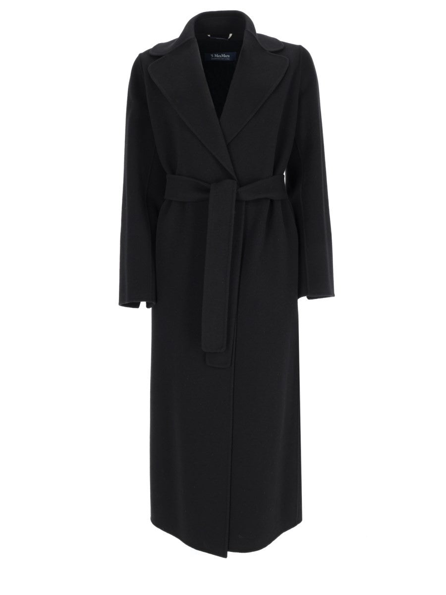 S MAX MARA Women's Drap Wool Vestaglia Coat Black