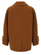 Chloé Women's Wool Short Double-Breasted Coat Beige, view 2
