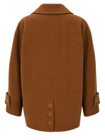 Chloé Women's Cappotto Corto Doppiopetto in Lana Beige
