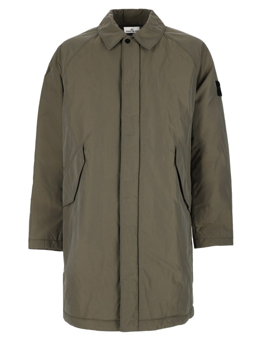 Stone Island Men's Micro Twill Long Coat Grey