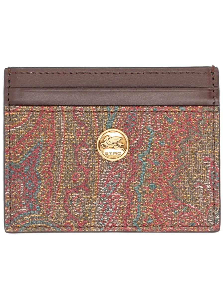 Etro Women's Card Holder Paisley Brown