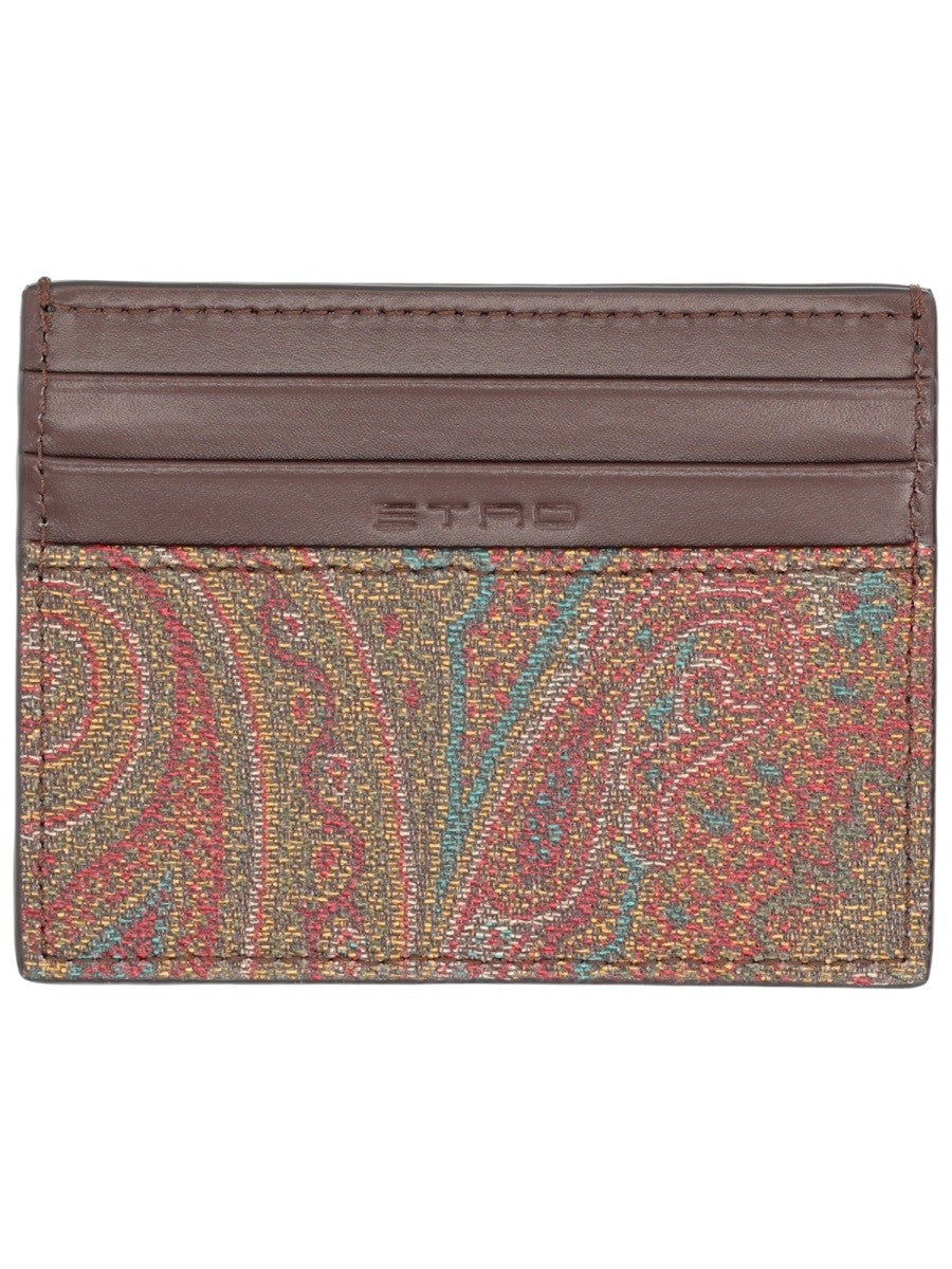 Etro Women's Card Holder Paisley Brown
