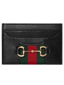Gucci Women's Card Holder Web Horsebt Black