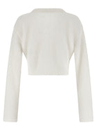 Alessandra Rich Carded Mohair Cardigan White, view 2